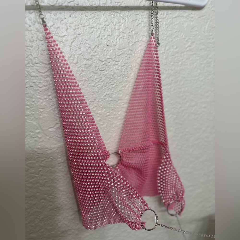 Pink Rhinestone Chain Halter Top - Picture 10 of 10
